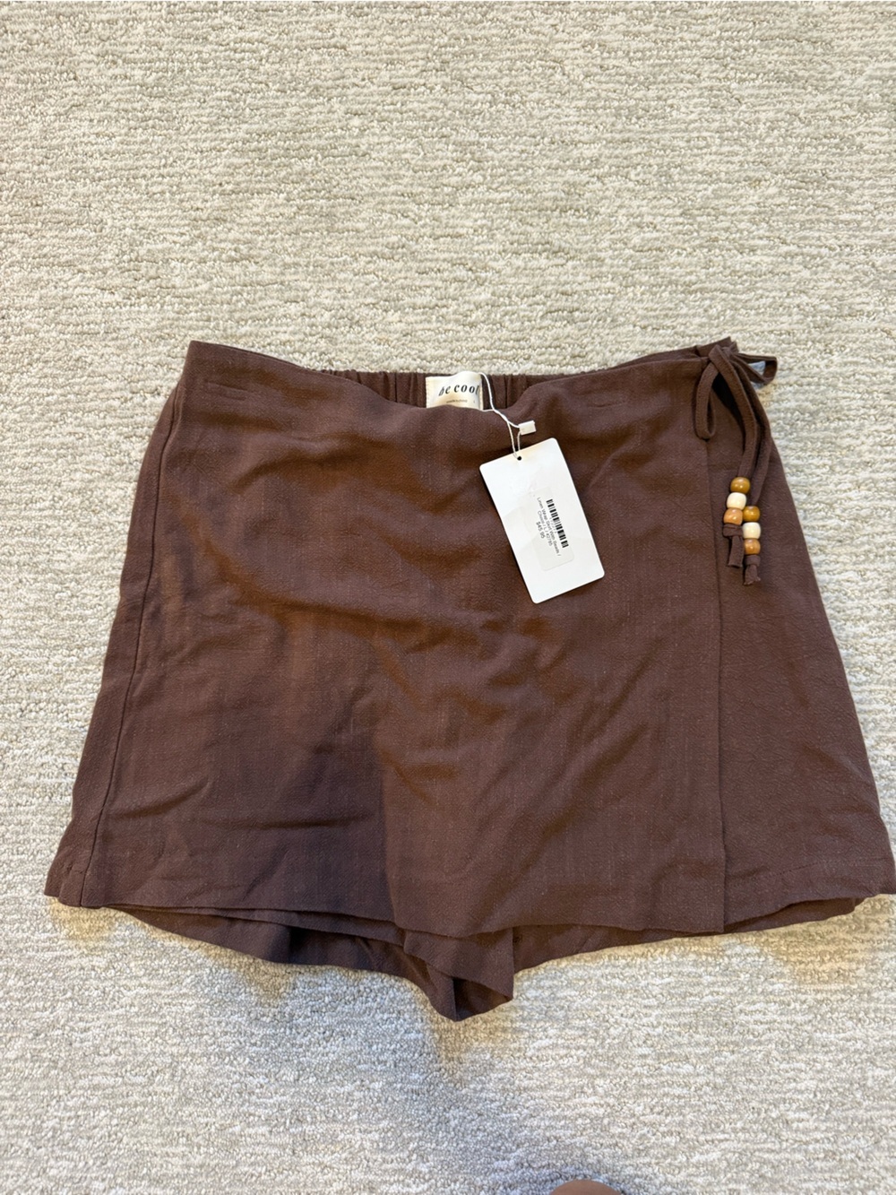 Be Cool Beaded Tie-Waist linen skirt